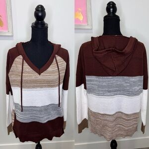 Hooded Brown Women’s V-Neck Sweatshirt (M)